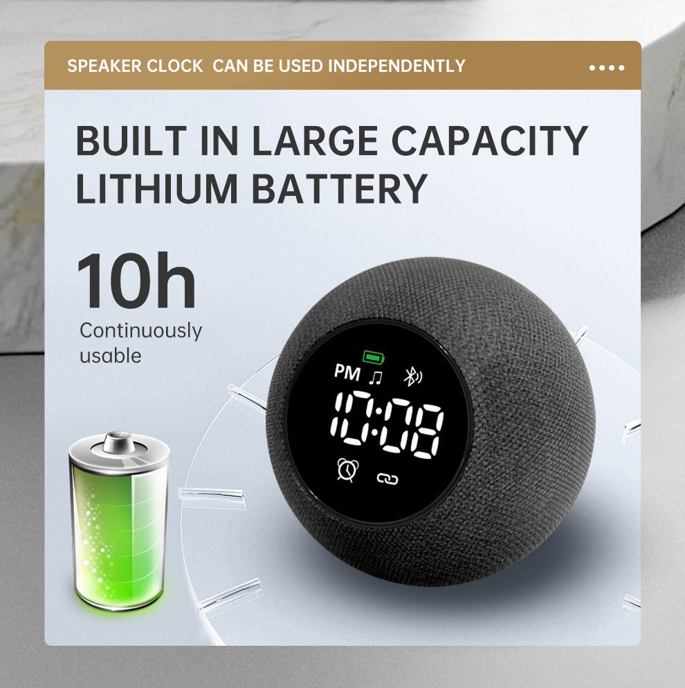 Relógio 6 em 1: celular, fones de ouvido, carregamento sem fio, alarme, alto-falante Bluetooth e luz noturna.
