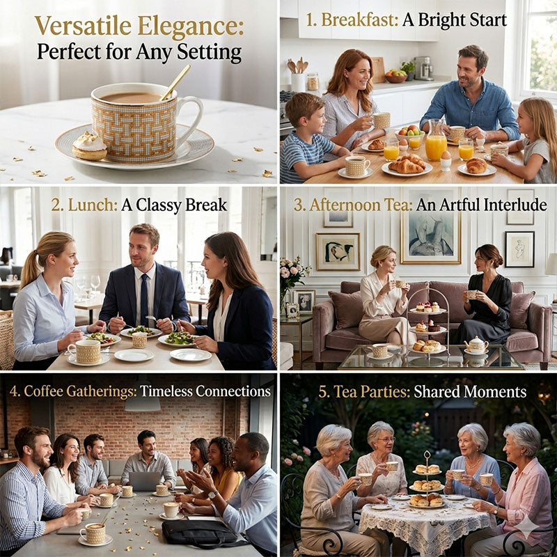 Conjunto de xícaras de café e pires em porcelana fina estilo europeu, conjunto de xícaras de chá com colheres para chá da tarde, para uso doméstico e no escritório.