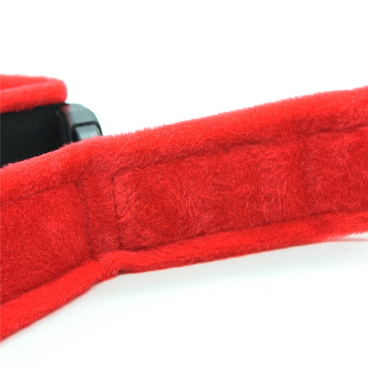 Acessórios para adultos: algemas de tornozelo sexy de nylon para mulheres de cabelo curto, em pelúcia vermelha, para amarrar e flertar. Brinquedo para casais.