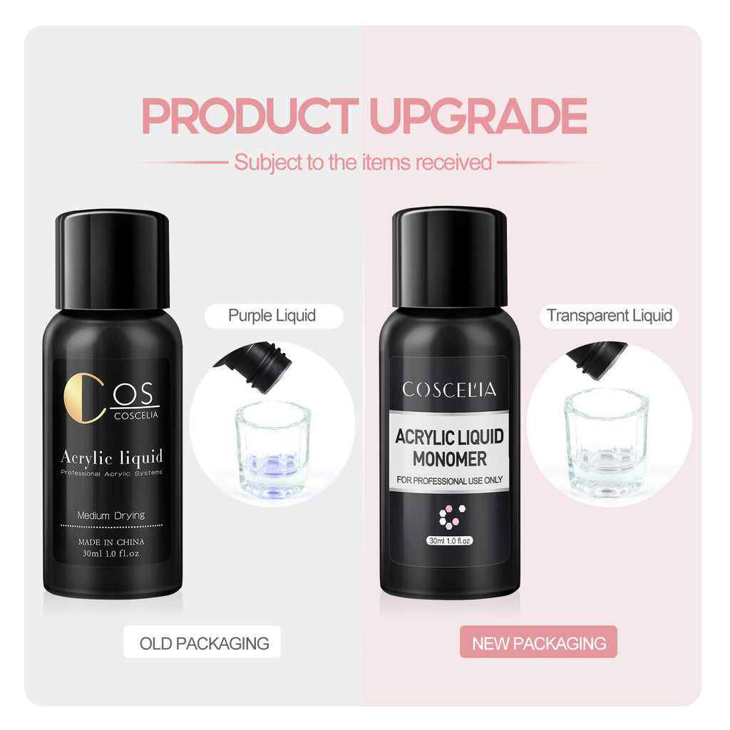 Conjunto de Pó de Cristal COSCELIA 30ml com Líquido de Cristal para Unhas Esculpidas e Alongadas - Ideal para Iniciantes