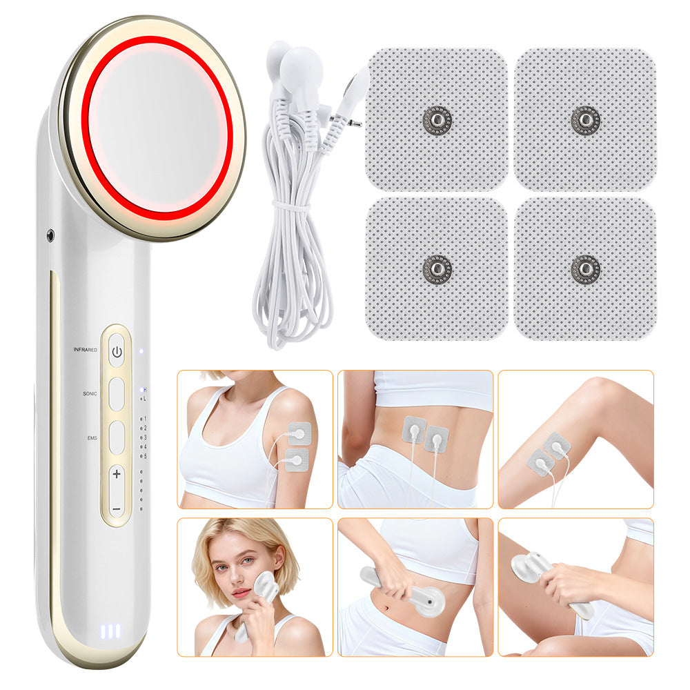 Aparelho de modelagem corporal EMS com 5 modos, recarregável, com infravermelho distante e ultrassom para queima de gordura e emagrecimento.