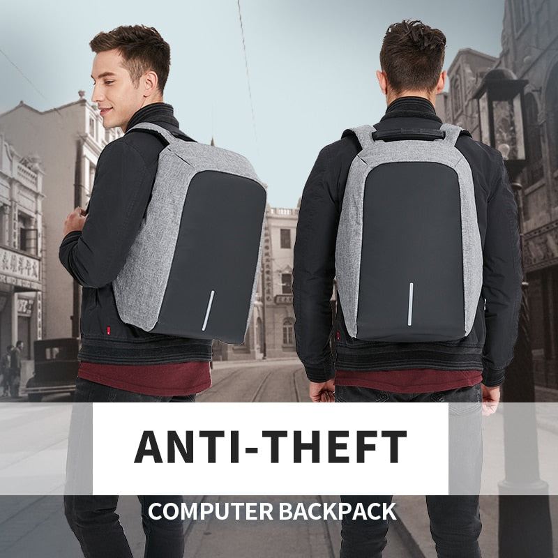 Mochila impermeável para laptop masculino de 15 polegadas, multifuncional, antifurto, com carregamento USB, ideal para viagens e escola.