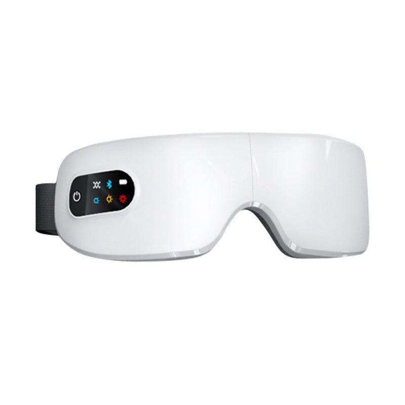 Aparelho de massagem ocular com terapia de calor e vibração, máscara ocular dobrável e recarregável para uso doméstico.