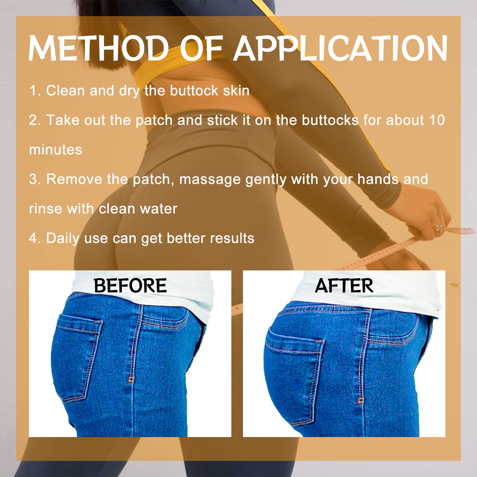 West&Month Collagen Butt Lift: Firmeza da Pele dos Glúteos, Lifting de Quadril e Lifting de Bumbum em Formato de Pêssego