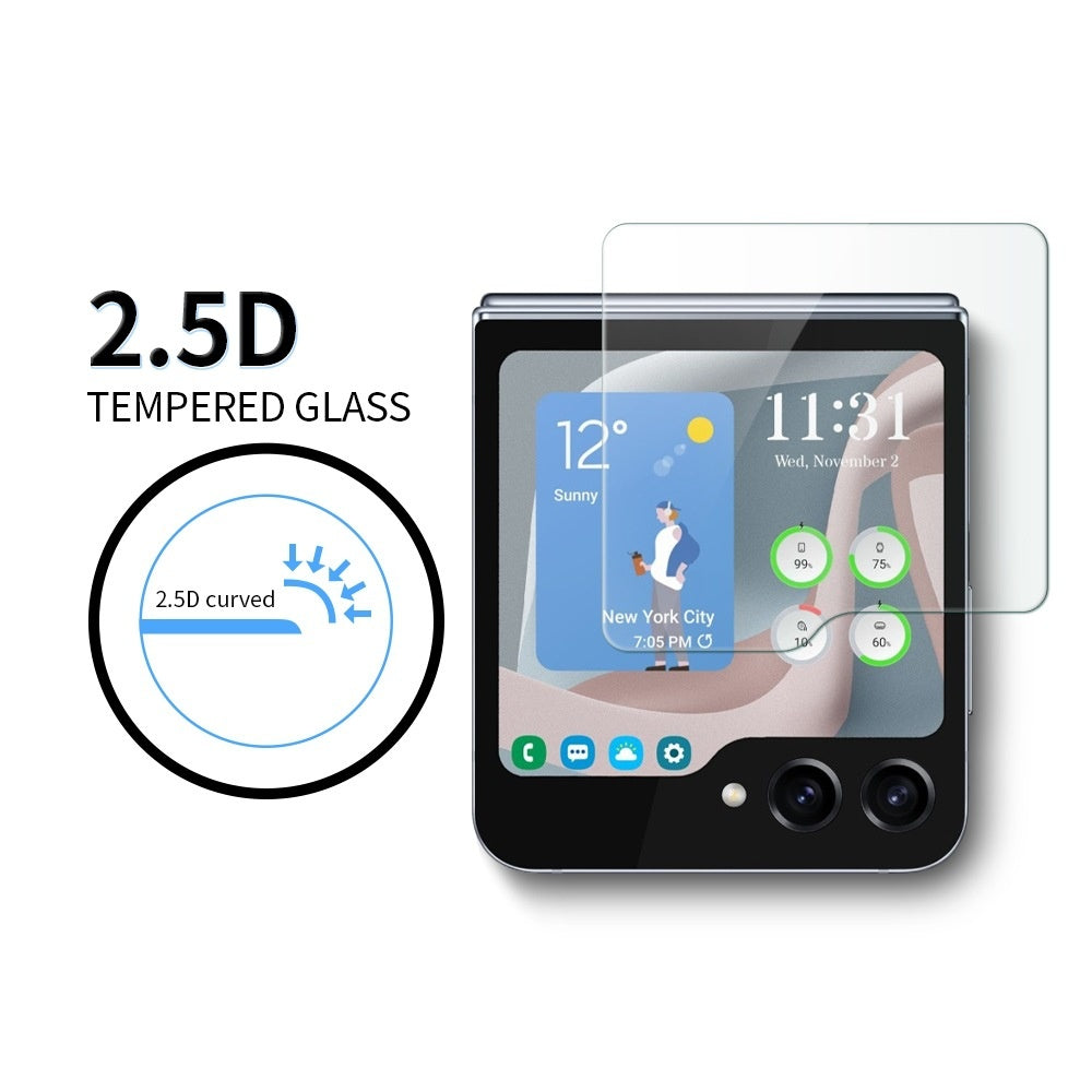 Película de vidro temperado de alta definição para tela externa, compatível com Samsung Galaxy Z Flip7 W25 FLIP, com proteção anti-espionagem.