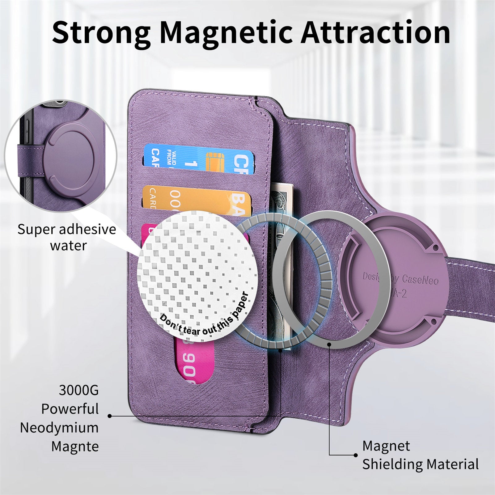 Nova separação magnética adequada para capa de celular Apple 16, Magsafe, forte ímã, capa flip de couro para iPhone 15, capa para iPhone 14.