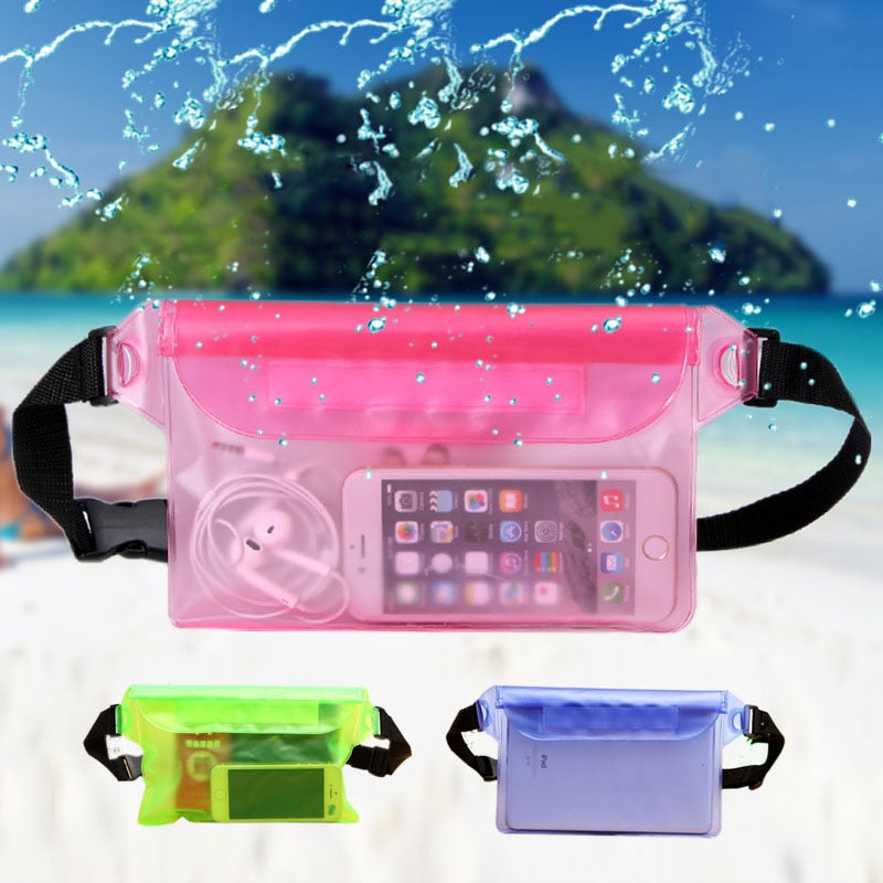 Bolsa impermeável para natação, esqui aquático, mergulho, ombro e cintura, capa protetora para celular subaquática para praia e barco.
