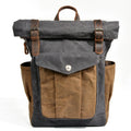 Mochila masculina de lona encerada, ideal para caminhadas ao ar livre, com grande capacidade, impermeável e para uso casual.