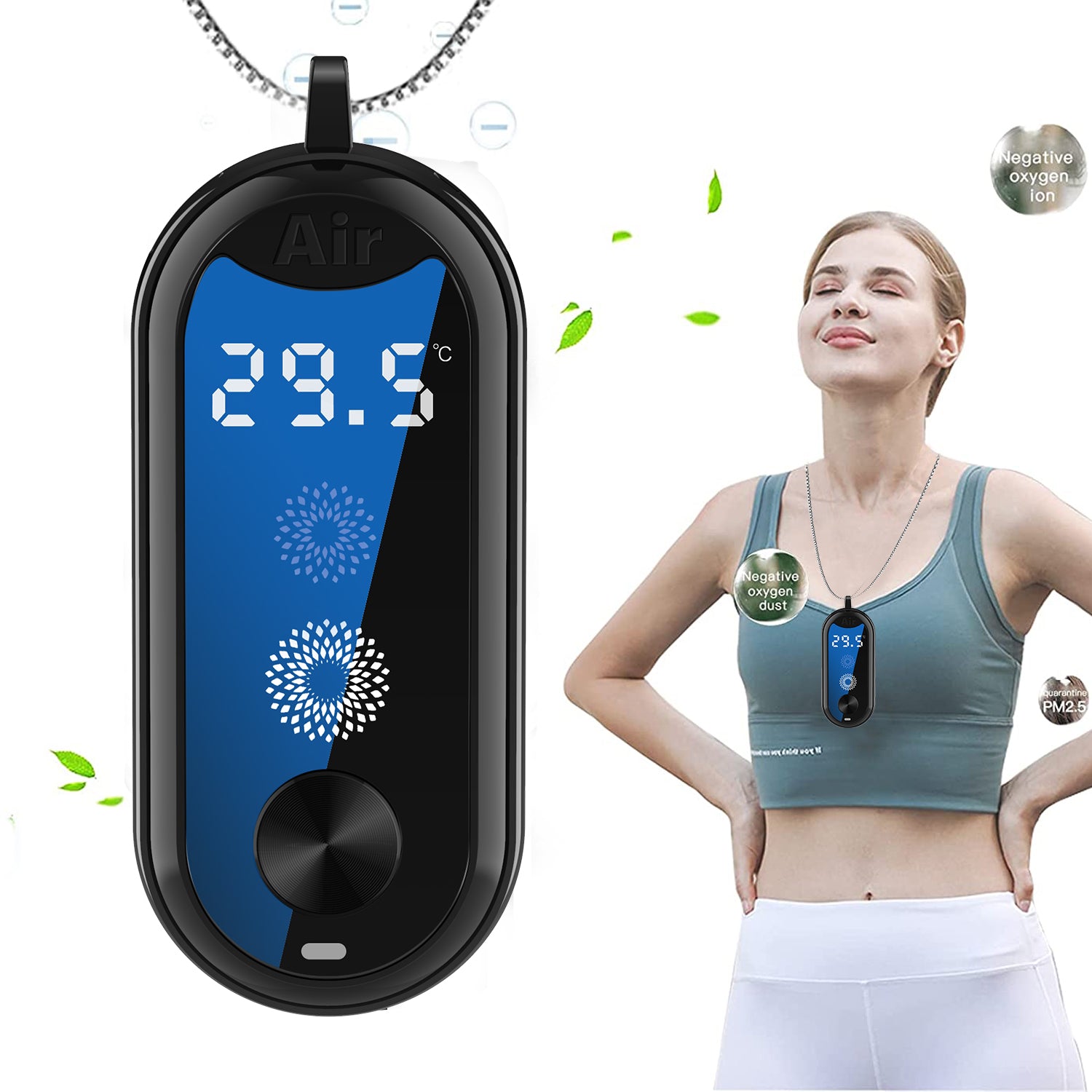 Mini purificador de aire portátil de iones negativos para el hogar, collar colgante para el cuello.
