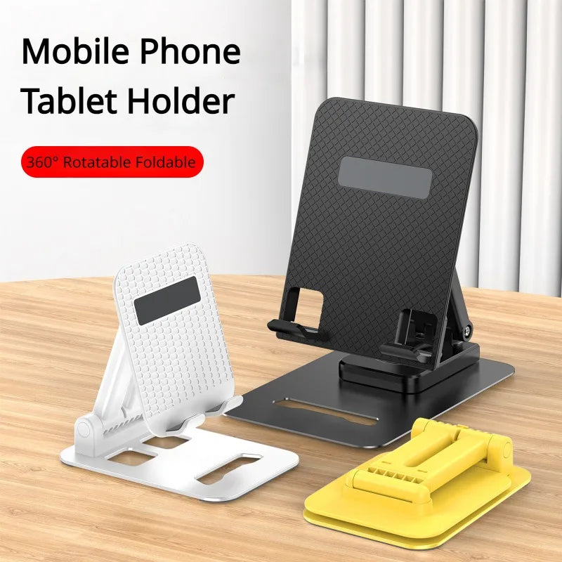 Suporte giratório de mesa com placa plana ampliada em metal, multifuncional, com elevação e dobragem.