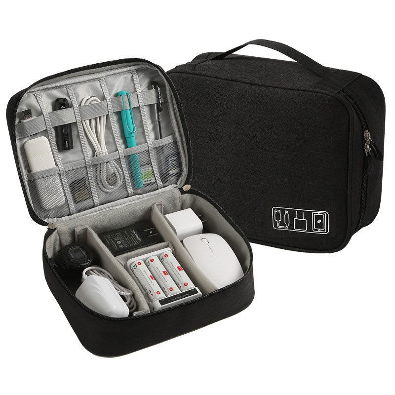 Bolsa organizadora de cabos de viagem à prova d'água, estojo portátil para armazenamento de eletrônicos digitais, ideal para cabos USB, carregadores e outros dispositivos.