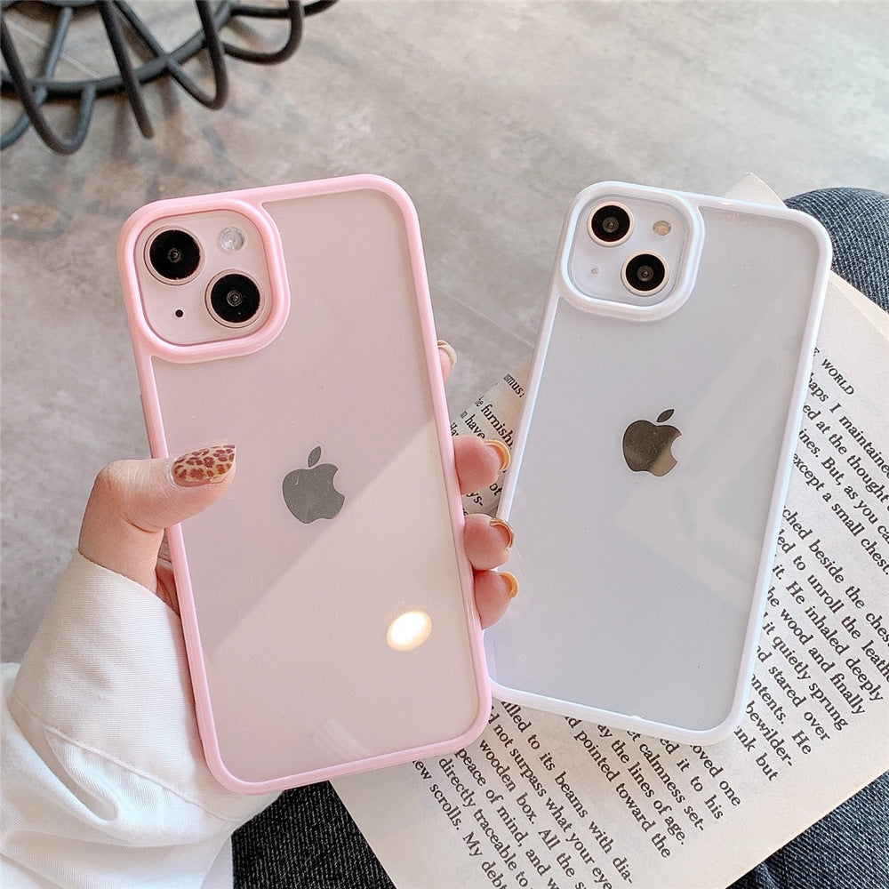 Capa protetora de acrílico colorido, ideal para Apple 14 Pro Max e iPhone 13 mini com ranhuras (15PR).