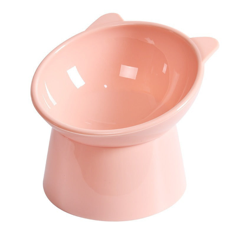 Tigela elevada para gatos com proteção contra inclinação do pescoço, tigela de plástico anti-tombamento para alimentação e água de animais de estimação.