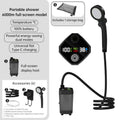 Kit de chuveiro portátil para uso externo, bomba de água recarregável de 6000mAh com visor para camping e banho de animais de estimação.