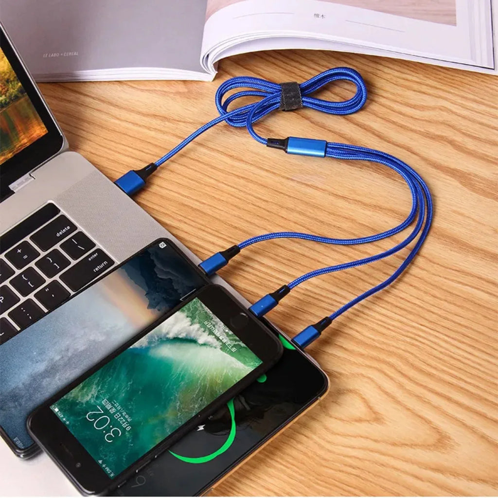 Cabo de carregamento de 1,2 m, 3 em 1, USB tipo C, cabo multiportas micro USB para iPhone 15, 14 Pro Max, Samsung Galaxy, Xiaomi 12.