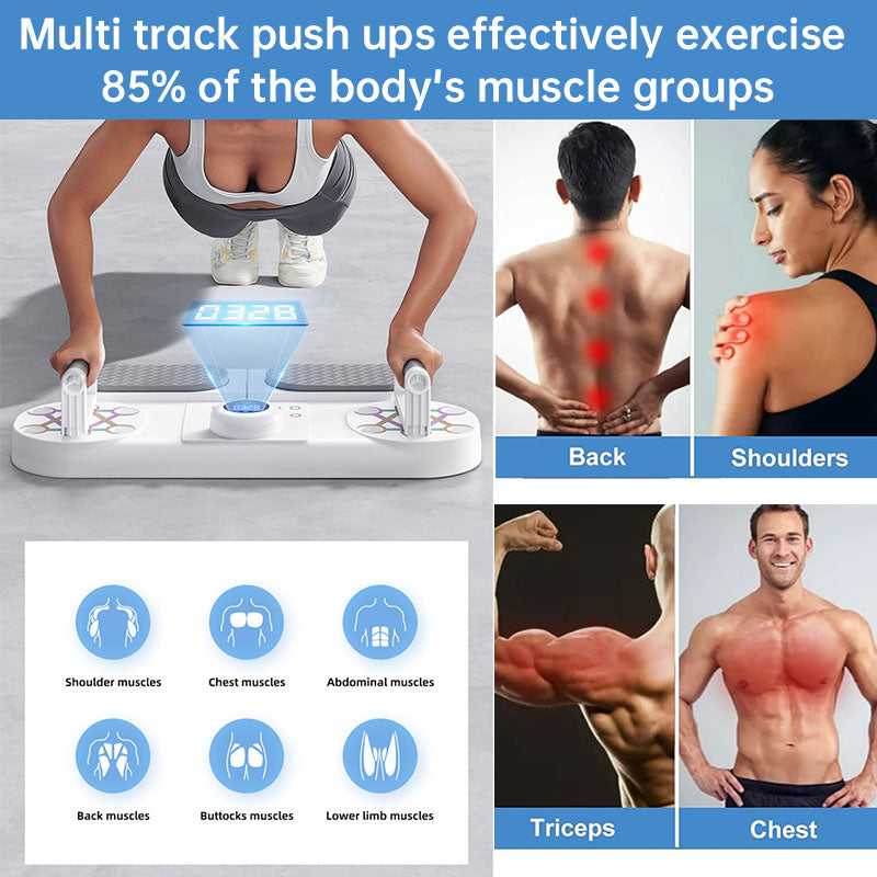 Banco de musculação multifuncional 6 em 1 para exercícios de peito, abdômen, braços e costas. Equipamento completo para treinamento de força.