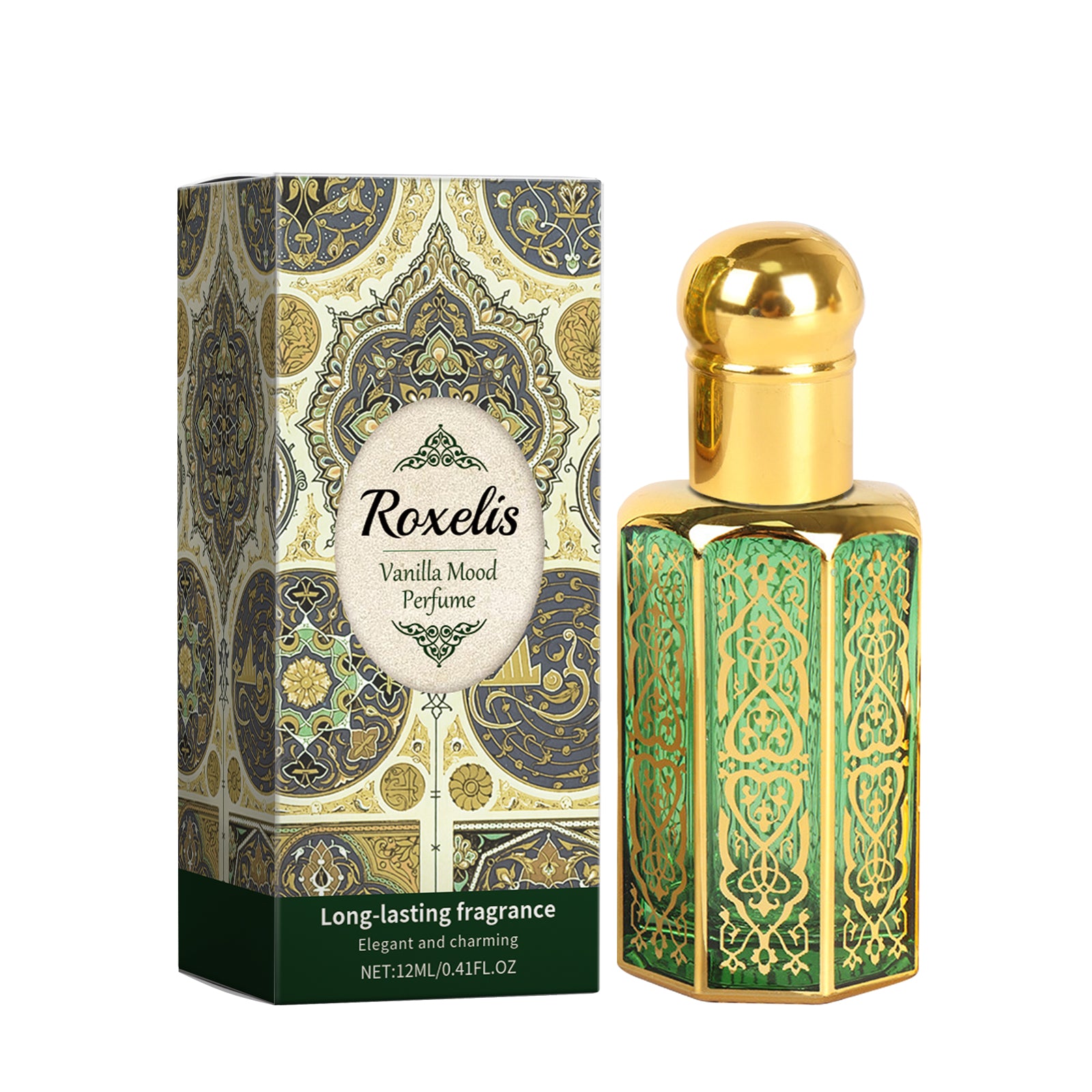 Roxelis Perfume Árabe com Fragrância de Baunilha: Leve, Elegante, Suave, Duradoura, Exala Charme, Ideal para Ambientes Portáteis