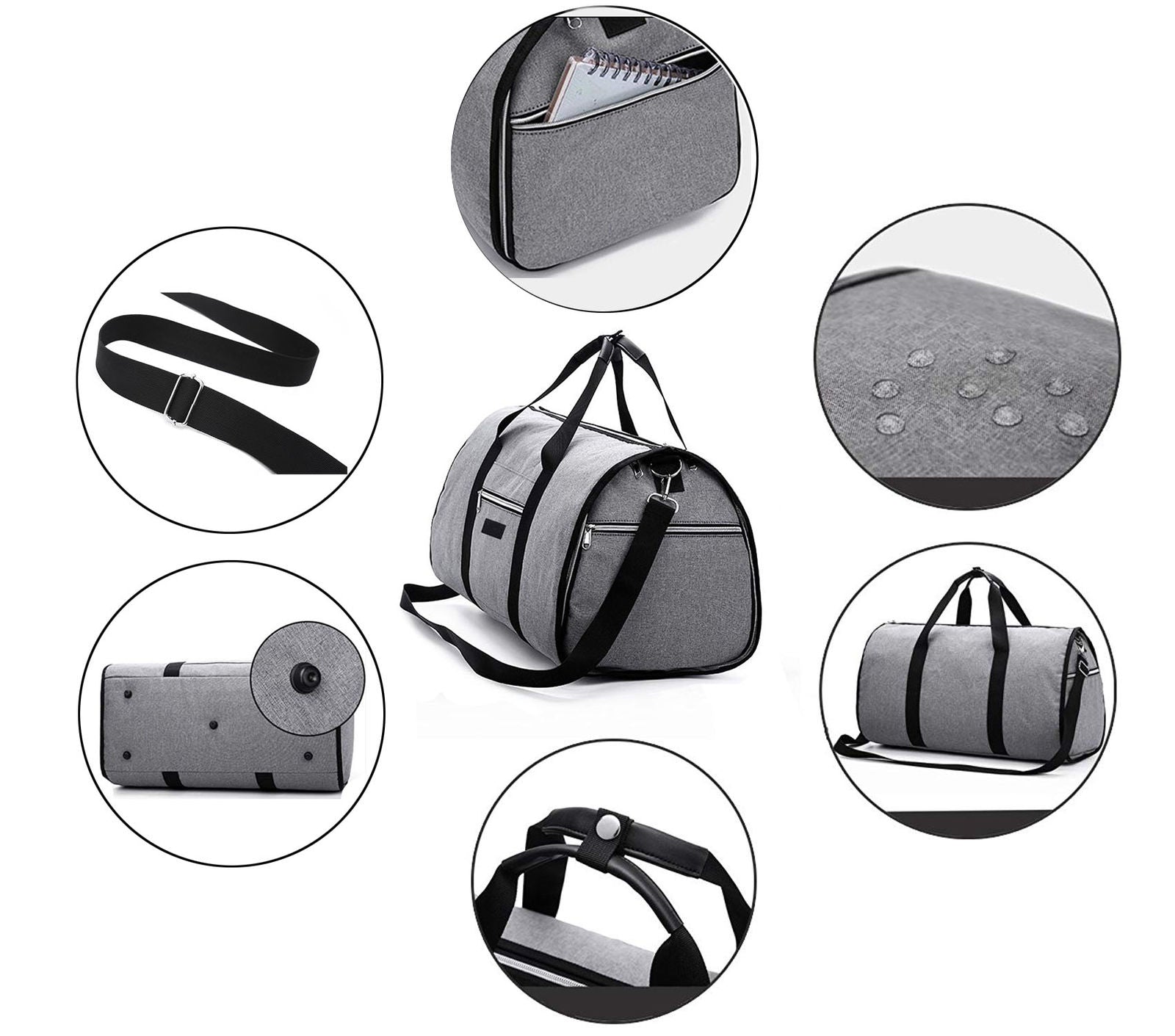 Mala de viagem impermeável, bolsa para roupas masculinas e femininas, bolsa de ombro 2 em 1, mala grande, bolsa de viagem, bolsa de mão para lazer.