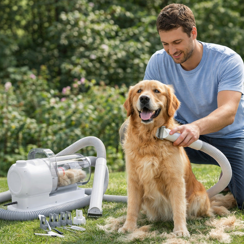 Kit de aspiração MicroData 2.5L para higiene de animais de estimação com pentes e escovas elétricas para cães e gatos | 2 em 1: remoção de pelos mortos e sucção