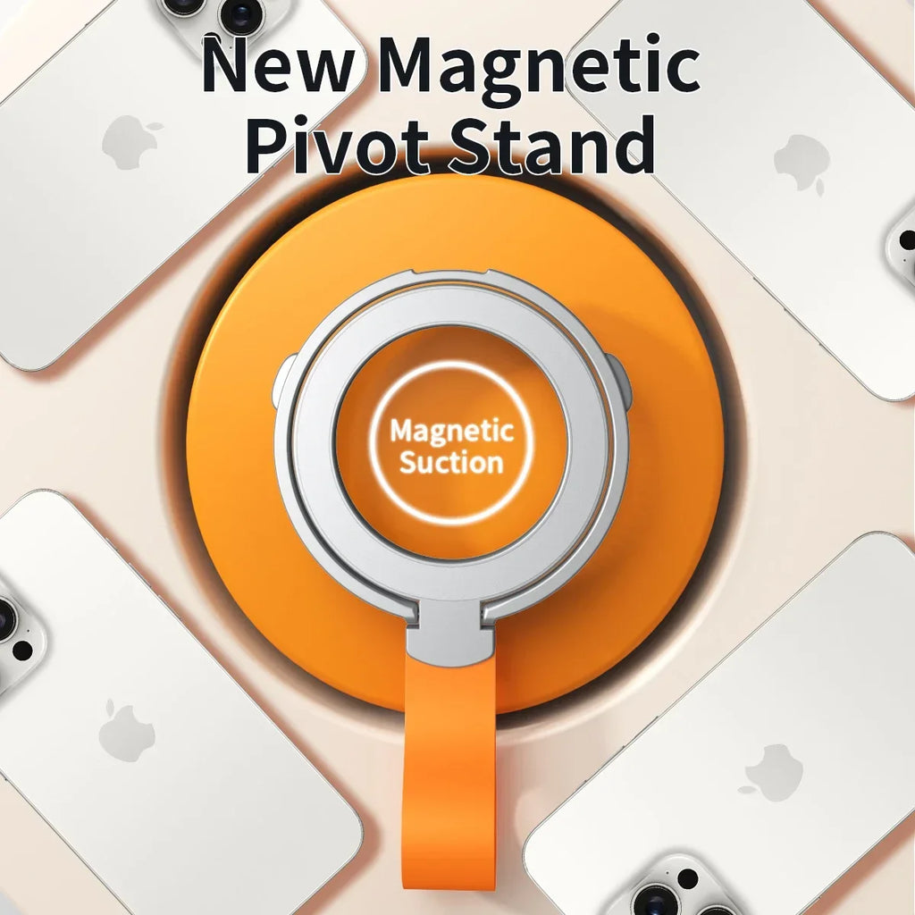 Suporte magnético de anel para celular com MagSafe, com alça, compatível com iPhone 13, 14 e 15, Samsung e Mac. Possui suporte removível e seguro.