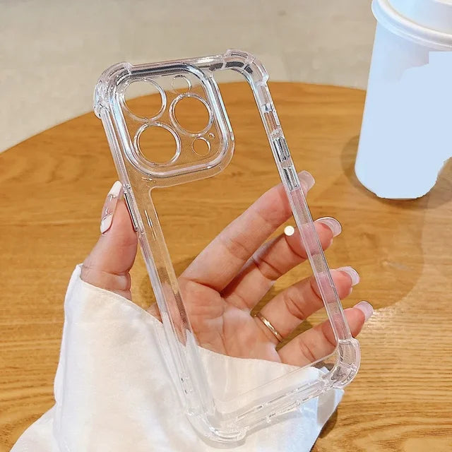 Capa de celular à prova de choque para iPhone 11 12 13 14 15 Pro Max Plus X XS XR em acrílico transparente