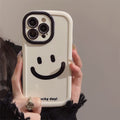 Capa de celular Apple 13 com grafite simples de carinha sorridente, feita de silicone, compatível com iPhone 15, 11, 14, Pro Max e 12.