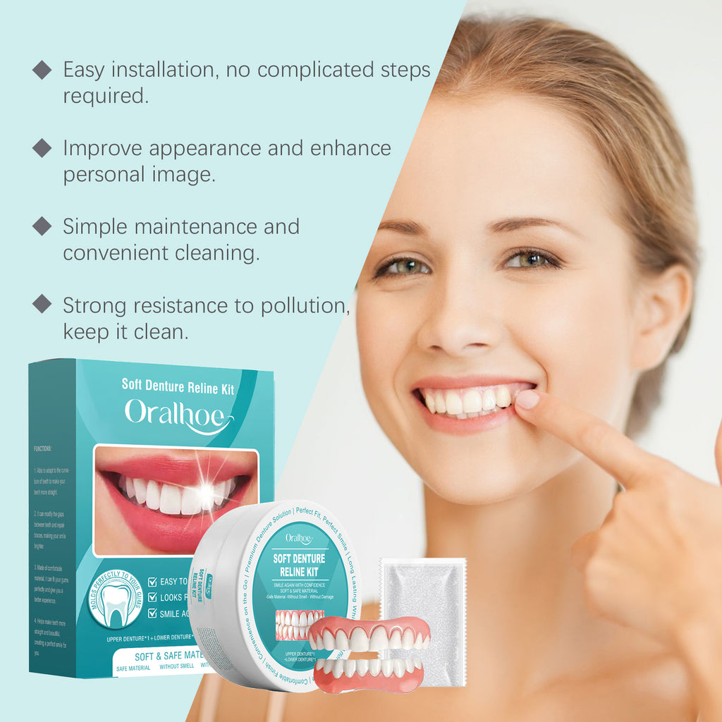 Kit para retoque de próteses dentárias, confortável e com acabamento impecável entre os dentes.