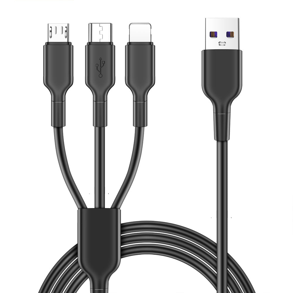 Cabo de dados de carregamento super rápido de 1,2 metro (1 para 3) de 5A, compatível com dispositivos Android como Huawei Honor e Xiaomi Vivo.