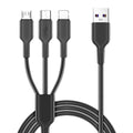 Cabo de dados de carregamento super rápido de 1,2 metro (1 para 3) de 5A, compatível com dispositivos Android como Huawei Honor e Xiaomi Vivo.