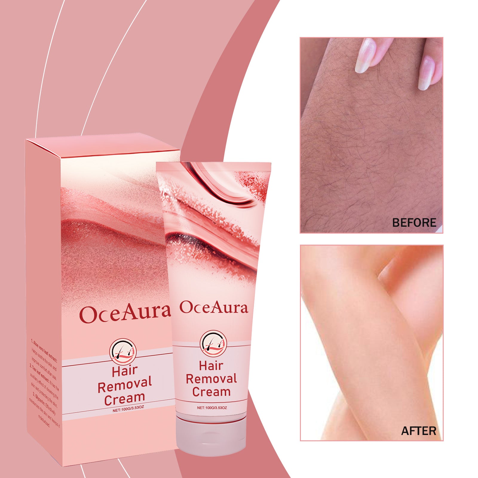 Creme Depilatório OceAura, fácil de remover pelos do corpo, refrescante, deixa a pele limpa e macia. Creme depilatório suave.