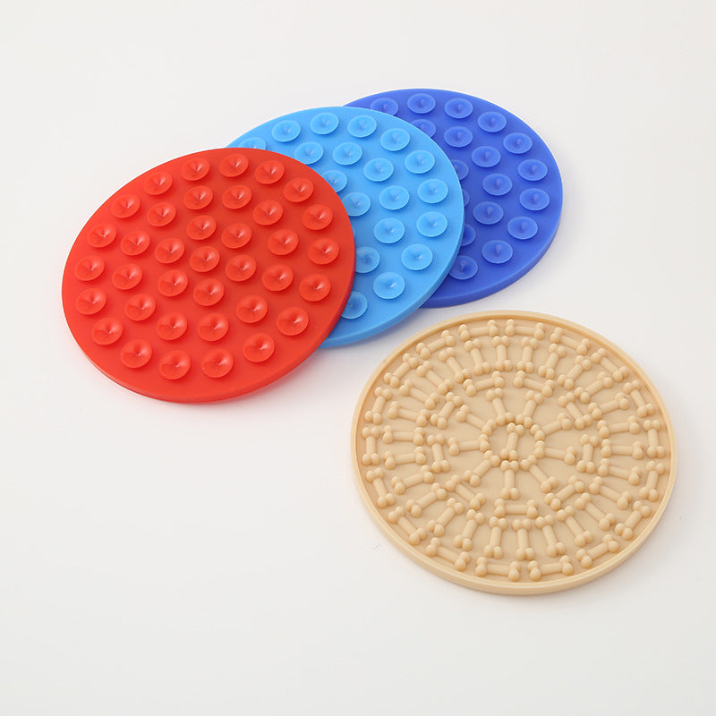 Tapete de silicone para alimentação com ventosa, tapete para lamber para animais de estimação, tapete para alimentação lenta, tapete antiderrapante para alimentação lenta, tapete redondo para lamber p