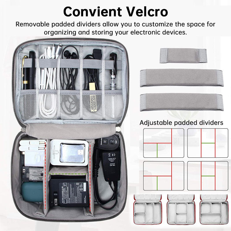 Bolsa organizadora de cabos de viagem à prova d'água, estojo portátil para armazenamento de eletrônicos digitais, ideal para cabos USB, carregadores e outros dispositivos.