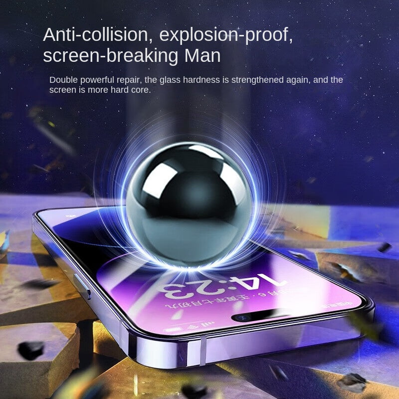 Película protetora de vidro temperado para Apple iPhone 15 Pro Max, anti-espionagem, com aplicador de rolo para câmara livre de poeira.