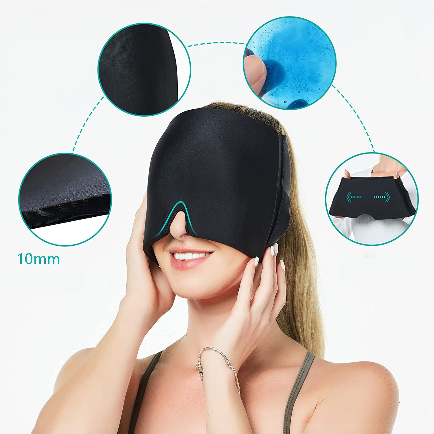 Máscara de Gelo em Gel, Máscara Fria, Máscara para os Olhos, Touca Fria para Resfriamento Físico