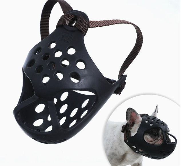 Focinheira curta de borracha macia Humble Dog para cães das raças Bull Terrier, Buldogue Inglês, Buldogue Francês e Pug - Impede mordidas e ingestão acidental de alimentos.