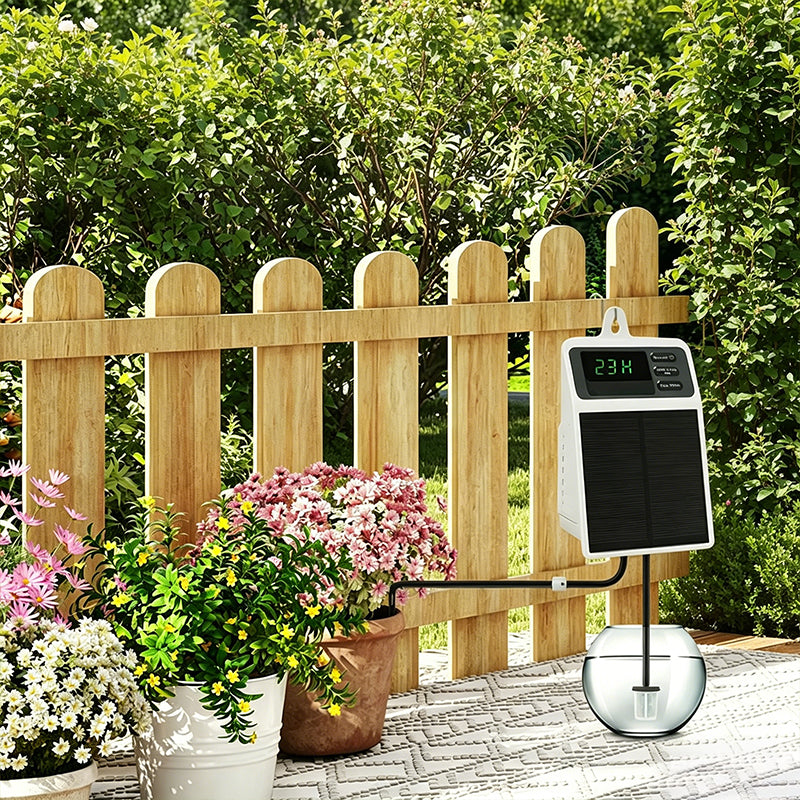 Sistema de Irrigação Solar por Gotejamento - Temporizador de Rega Automática para Plantas Suspensas, Varandas e Estufas