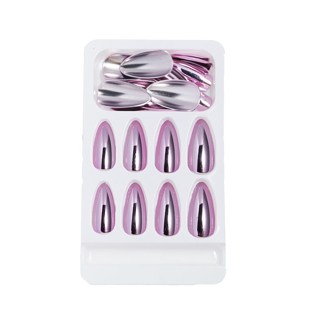 Unhas postiças removíveis estilo europeu e americano com acabamento eletroplástico bronze para manicure.