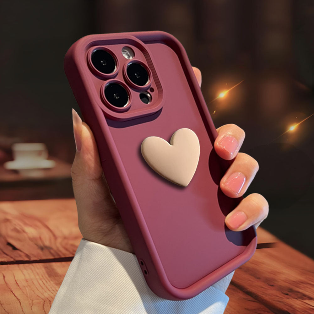 Capa protetora 3D Love para iPhone 15, compatível com Apple Phone, acabamento fosco e confortável para a pele, compatível com iPhone 14 Pro Max, com lente inclusa.