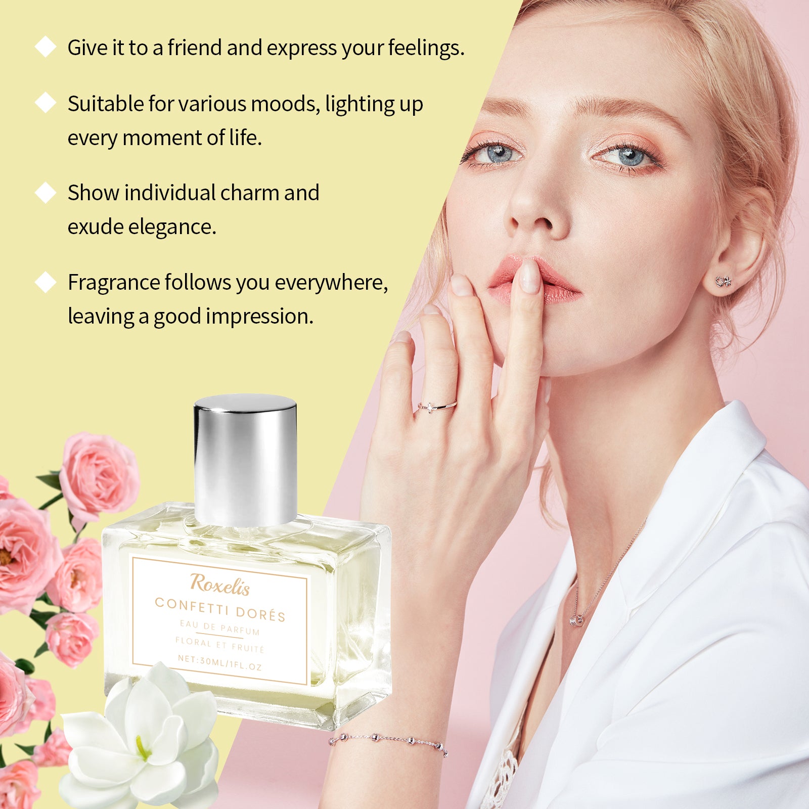 Roxelis Perfume Frutado de Sobremesa, Fragrância Floral Frutada, Perfume de Nicho, Perfume Fresco e Natural, Perfume para Encontros e Ambiente