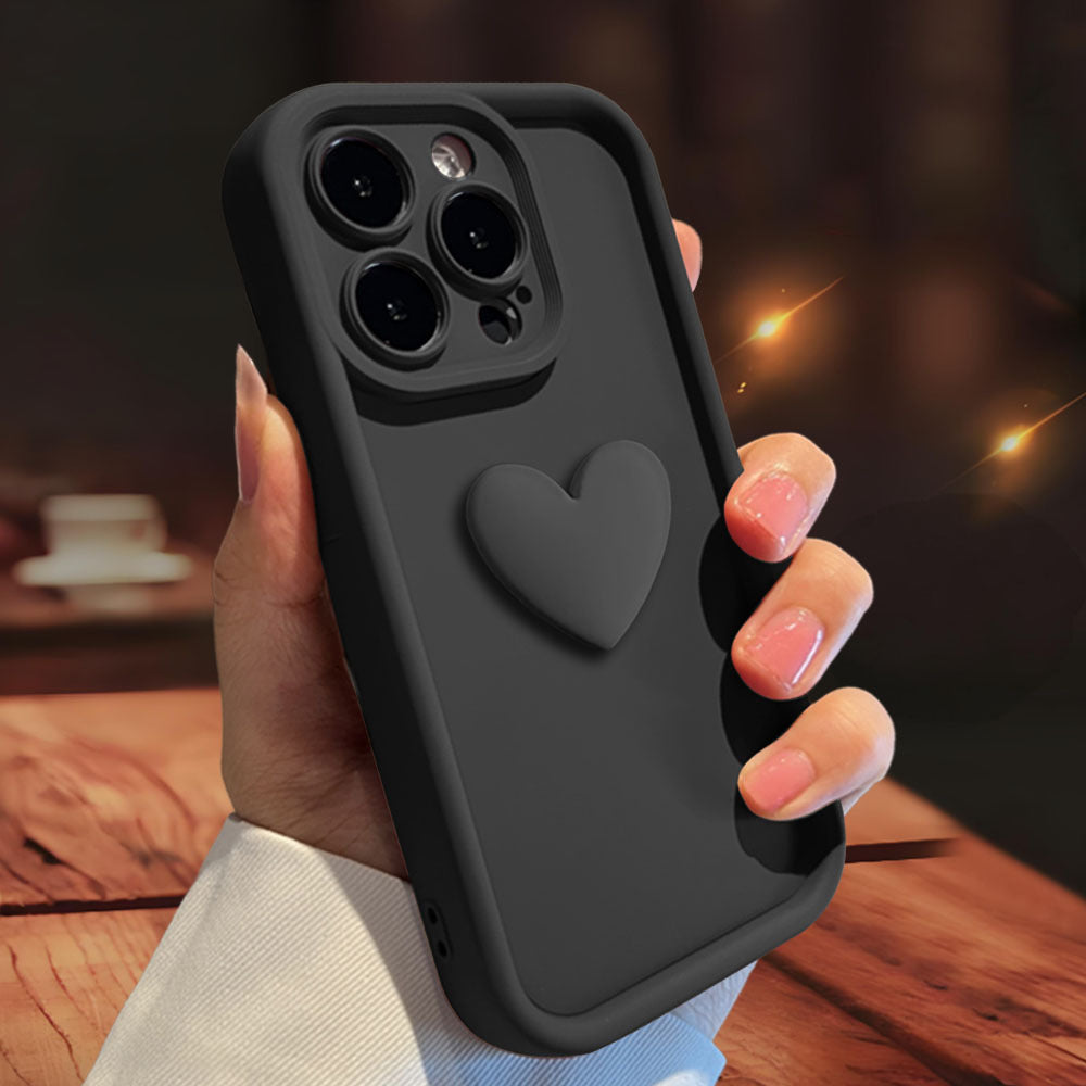 Capa protetora 3D Love para iPhone 15, compatível com Apple Phone, acabamento fosco e confortável para a pele, compatível com iPhone 14 Pro Max, com lente inclusa.