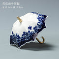 Infusor de chá em porcelana azul e branca em formato de guarda-chuva com borla – Filtro de chá de cerâmica estilo chinês