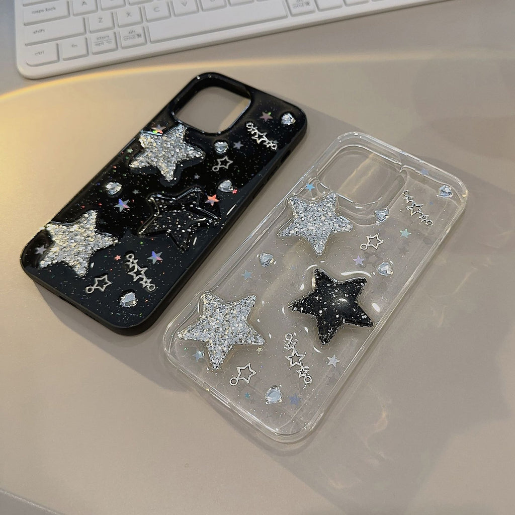 Capa para iPhone 14 com estampa de estrela 3D, design doce e moderno, compatível com Apple Phone, modelo 13 Drop Glue X/8, com design Spicy Girl 12/11 e compatível com iPhone 15 Pro Max.