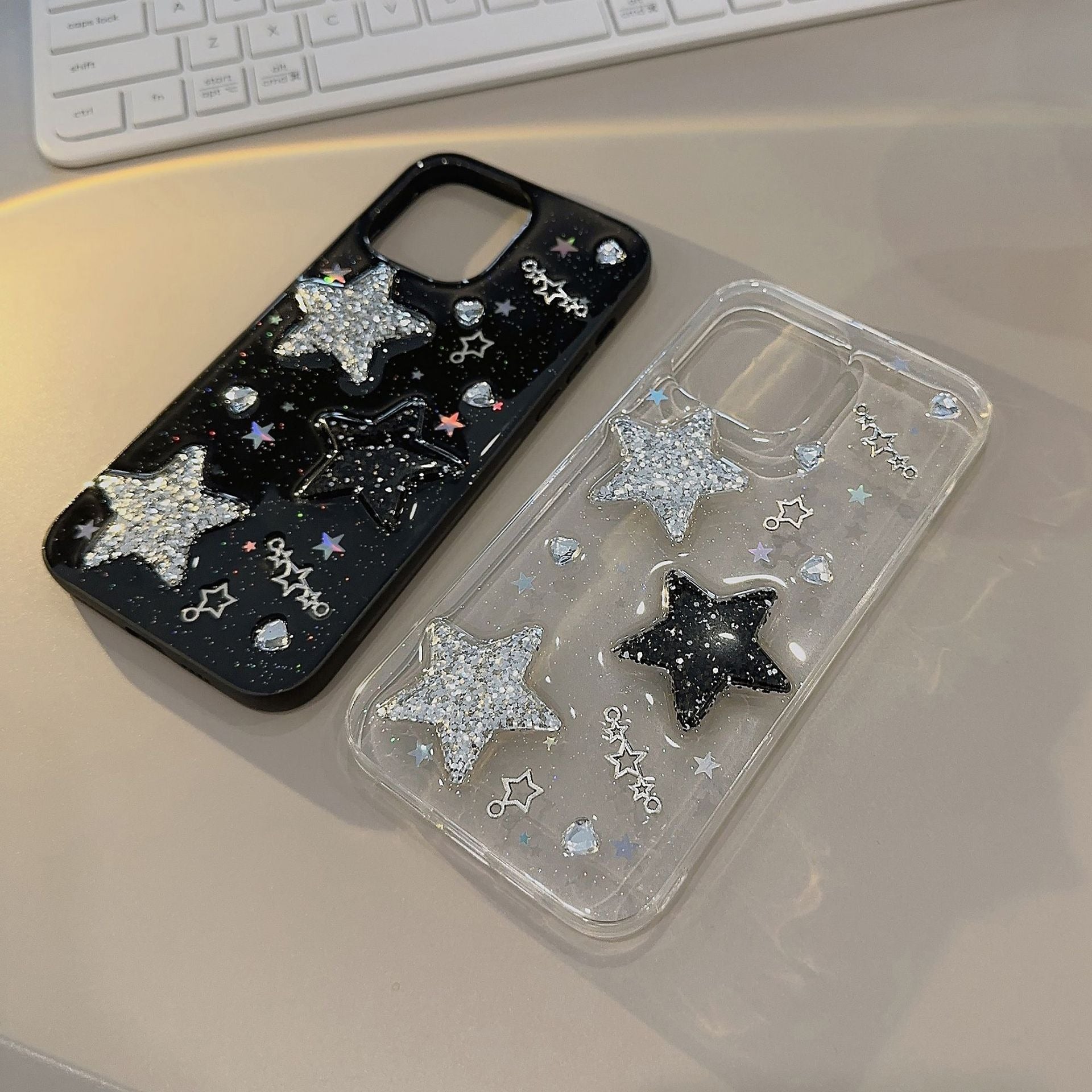 Capa para iPhone 14 com estampa de estrela 3D, design doce e moderno, compatível com Apple Phone, modelo 13 Drop Glue X/8, com design Spicy Girl 12/11 e compatível com iPhone 15 Pro Max.
