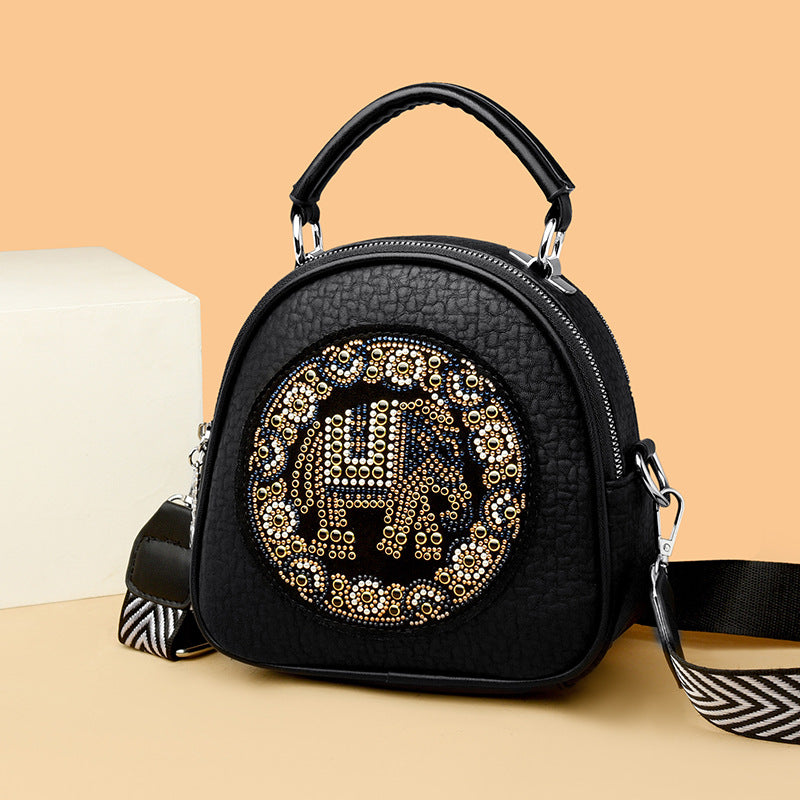 Bolsa feminina multicamadas de grande capacidade, estilo vintage, com alça transversal, ideal para uso casual no dia a dia.