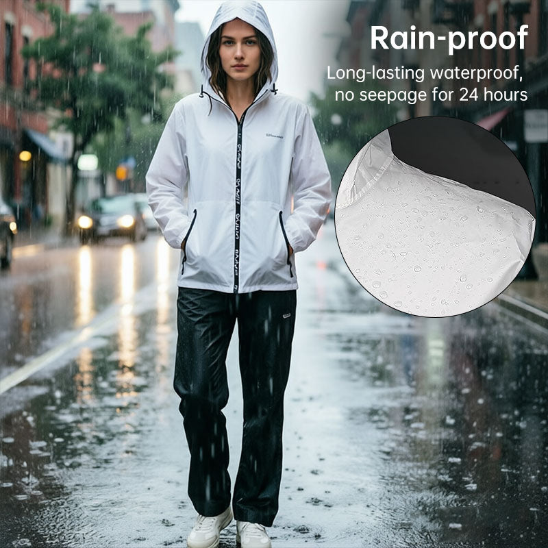 Conjunto de chuva ultraleve unissex - Jaqueta e calça impermeáveis e leves, ideal para atividades ao ar livre no verão, como pesca e ciclismo.