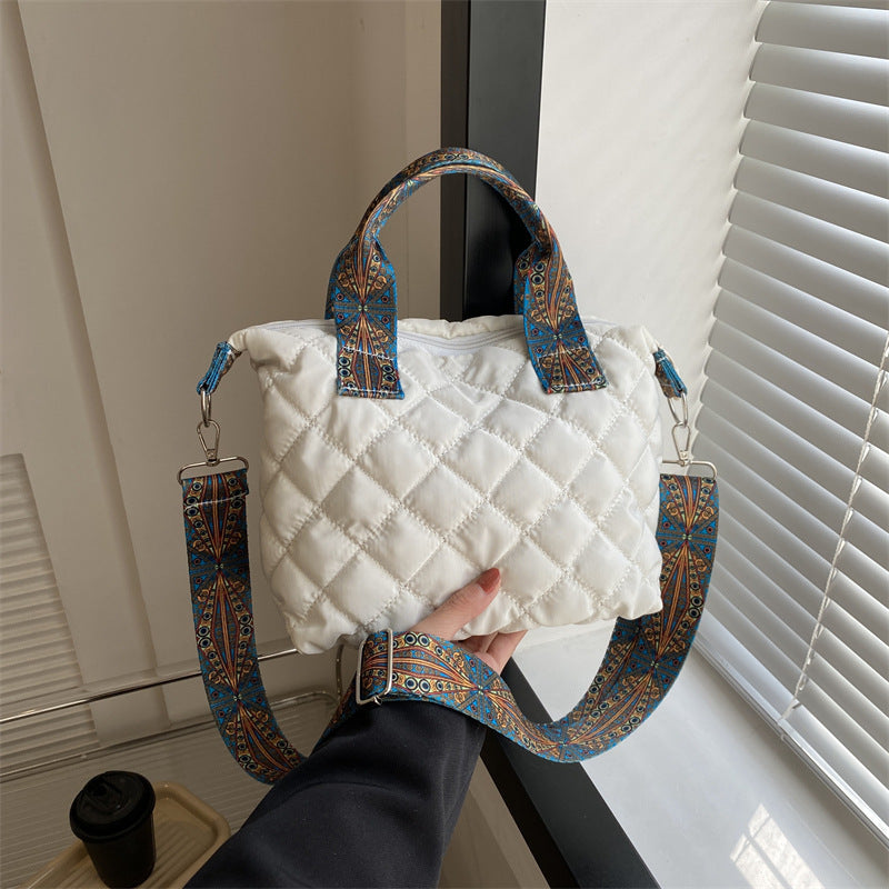 Bolsa casual, bolsa de ombro simples, bolsa transversal elegante, bolsa tote acolchoada estilo coreano.