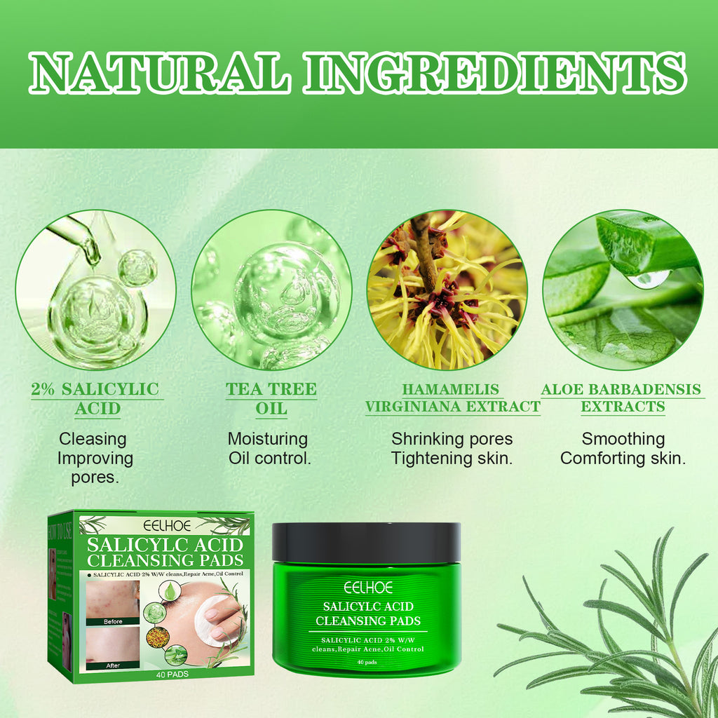 Ácido salicílico para limpeza profunda, controle da oleosidade, remoção de cravos e espinhas, limpeza suave e reparação muscular da acne.