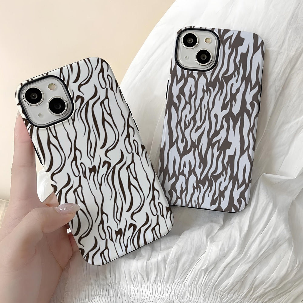 Capa de película 2 em 1 com estampa de leopardo branca, compatível com Apple iPhone 15 Pro Max, Apple iPhone 14 Pro e iPhone 16 Pro.