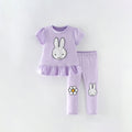 Conjunto de blusa de manga curta com gola redonda