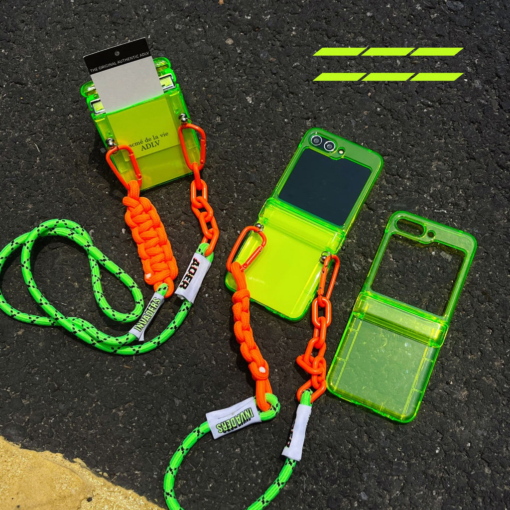 Capa protetora de tela dobrável para Samsung Galaxy Z Flip5, na cor verde fluorescente simples, modelo zflip4/3.